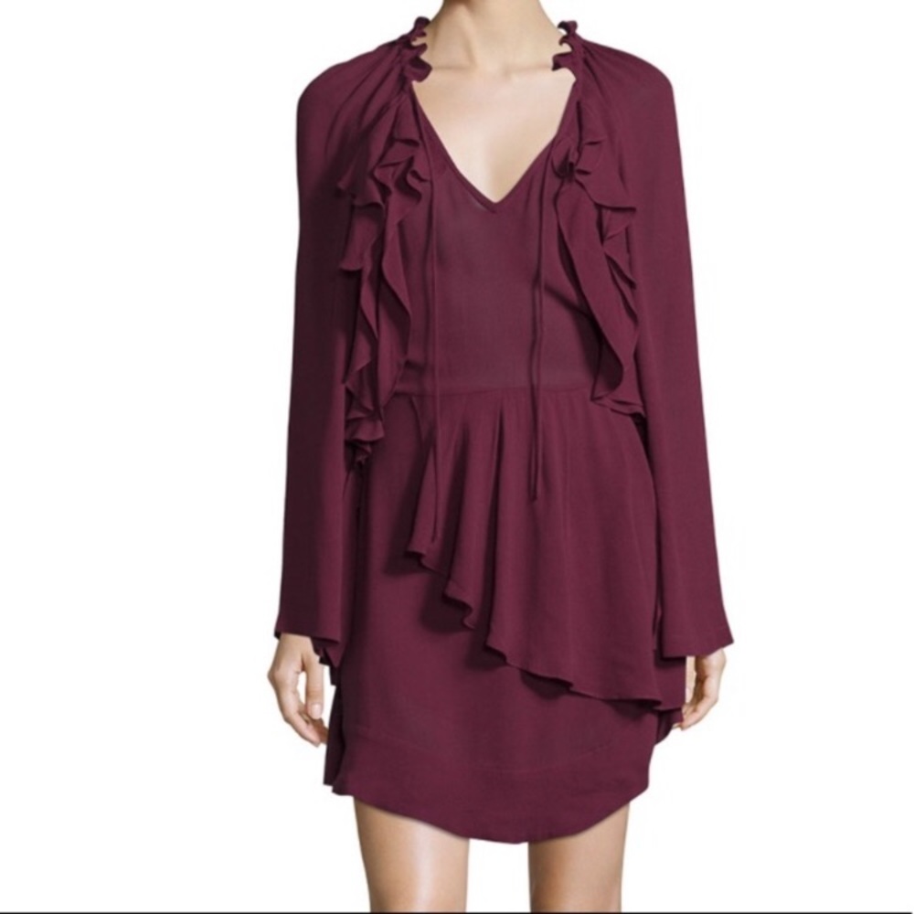IRO - Salena Ruffle Dress In Burgundy